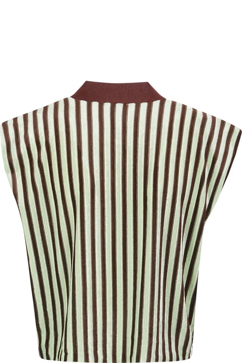 Forte_Forte Topwear for Women Forte_Forte Shine Velvet Chenille Striped Boxy T-shirt