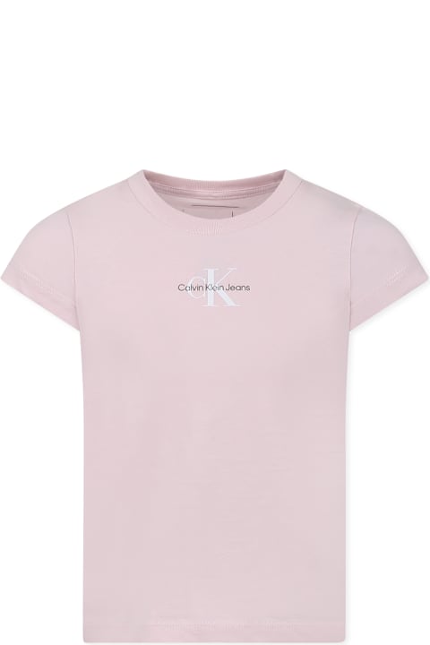 Calvin Klein T-Shirts & Polo Shirts for Girls Calvin Klein Pink T-shirt For Girl With Logo