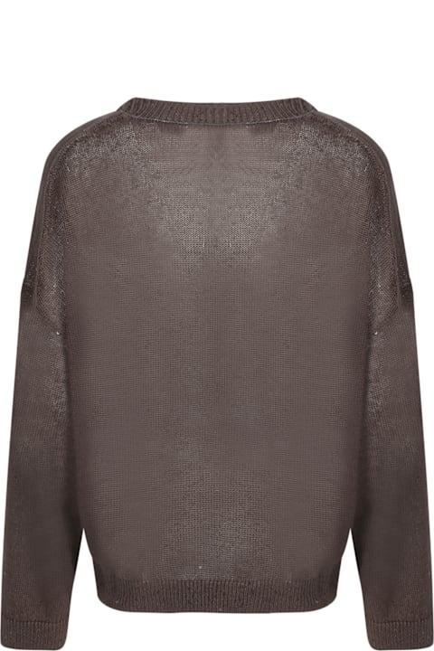 سترات لـ السيدات Brunello Cucinelli Chocolate Cotton And Linen Sweater