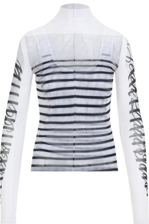 Homeware Jean Paul Gaultier Spandex Mesh Printed Feathers Mariniere Top