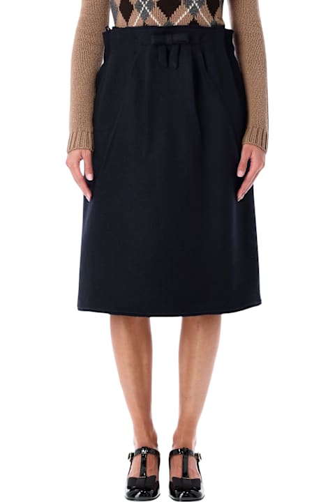 Homeware Prada Prada Chevron Wool Midi Skirt With Bow Detail