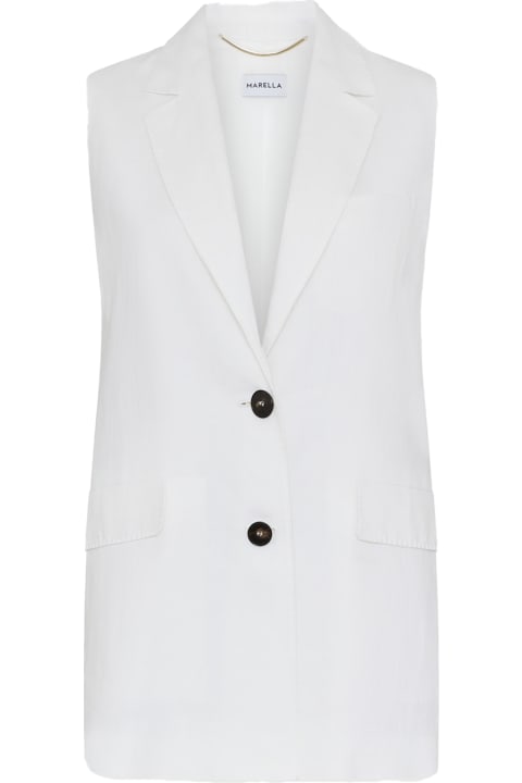 Marella Coats & Jackets for Women Marella White Sleeveless Blazer Jacket