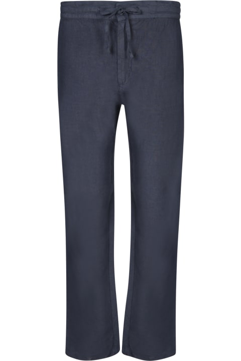 120% Lino Pants for Men 120% Lino Blue Linen Trousers