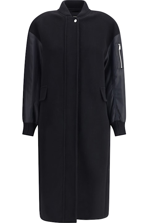 Pinko for Men Pinko Long Coat In Wool-blend Cloth And Technical Satin