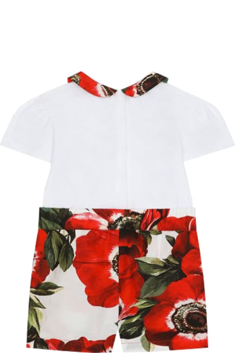 Dolce & Gabbana for Kids Dolce & Gabbana Romper In Jersey And Poplin With Anemone Flower Print