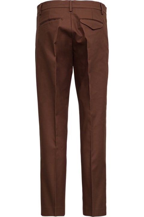 Brown Tailored Cotton Gabardine Trousers