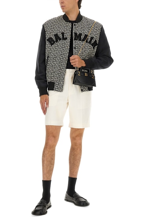 Balmain Coats & Jackets for Men Balmain Monogrammed Varsity Jacket With Patches