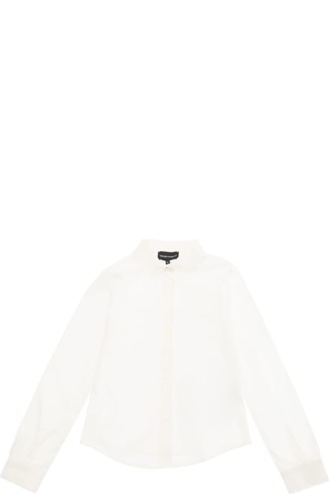 Emporio Armani ملابس علوية لـ بنات Emporio Armani White Shirt With Classic Collar In Stretch Cotton Girl