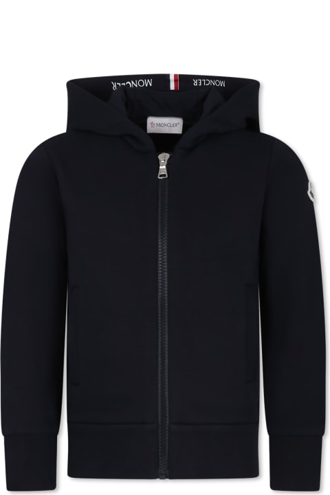 Moncler Clothing for Boys Moncler Blue Sweatshirt For Kids With Logo