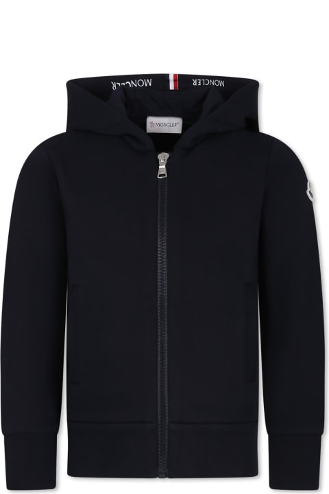 ボーイズ Monclerのニットウェア＆スウェットシャツ Moncler Blue Sweatshirt For Kids With Logo