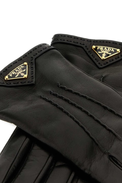 Prada قفازات لـ السيدات Prada Black Nappa Leather Gloves