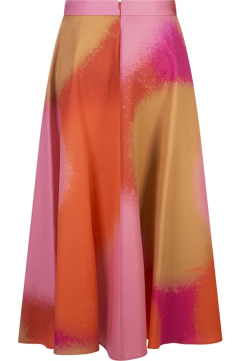 Gianluca Capannolo Skirts for Women Gianluca Capannolo Printed Orange Silk Midi Skirt
