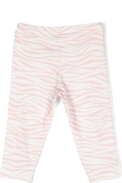 Bottoms for Baby Girls Chiara Ferragni Pink And White Leggings With Zebra And Logo Print In Stretch Cotton Girl