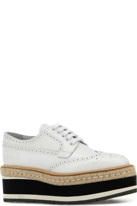 Sale for Women Prada White Leather Lace-up Shoes