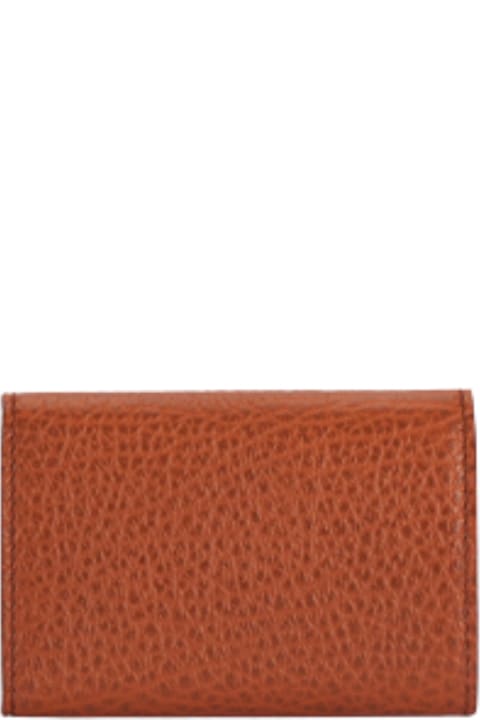 Maison Margiela Woman's Trifold Wallet In Brown Grained Leather