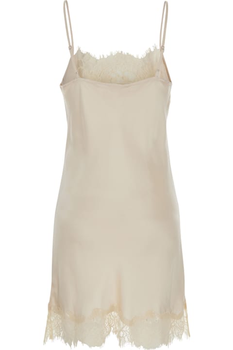 Gold Hawk Clothing for Women Gold Hawk 'chantal' Mini White Dress With Tonal Lace Trim In Silk Woman