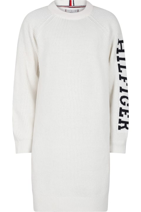Dresses for Girls Tommy Hilfiger White Dress For Girl With Logo