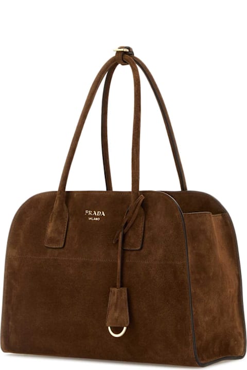 Prada Bags for Women Prada Brown Suede Medium Shopping Bag