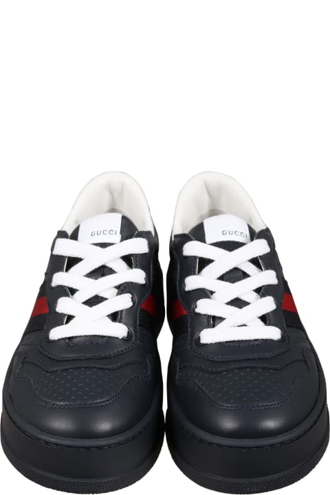 Gucci Shoes for Boys Gucci Blue Sneakers For Boy With Web Tape And Iconic Logo