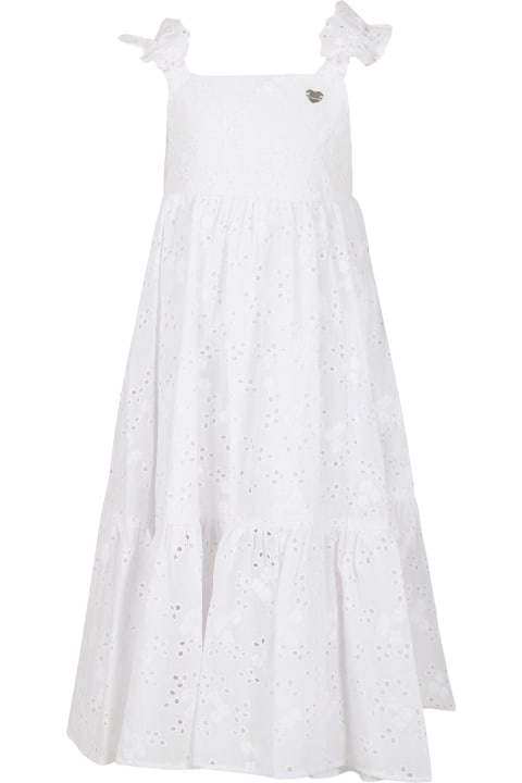 Monnalisa Dresses for Girls Monnalisa White Dress For Girl With Heart