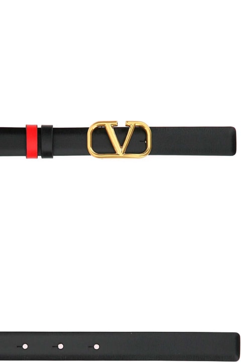 Sale for Women Valentino Garavani Black Leather Vlogo Signature Belt