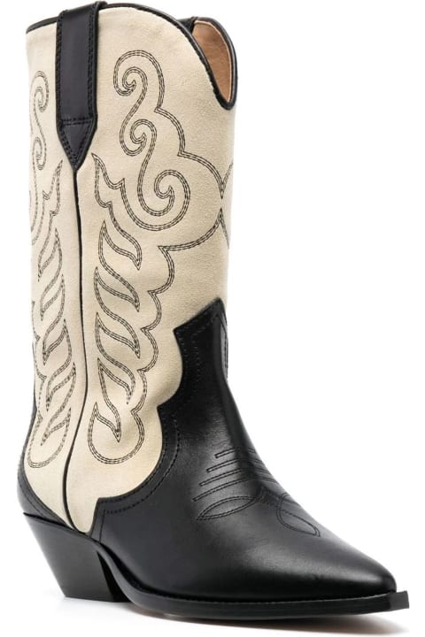 Boots for Women Isabel Marant Black And Beige Suede Western Boots