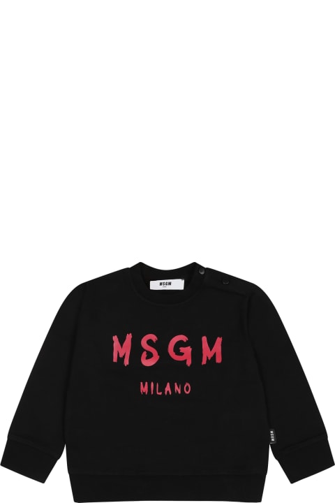 MSGM Sweaters & Sweatshirts for Baby Boys MSGM Black Sweatshirt Fo Baby Girl With Logo