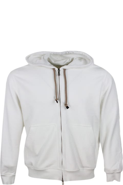 メンズ ニットウェア Brunello Cucinelli Hooded Sweatshirt With Drawstring And Zip Closure