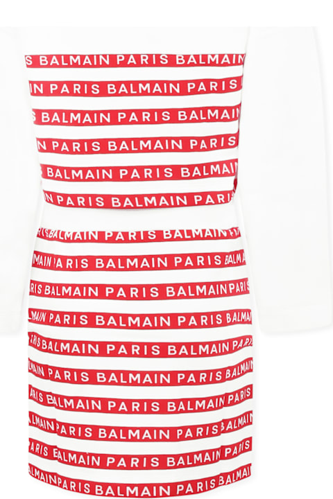 Jumpsuits for Girls Balmain White Suit For Girl With Logo
