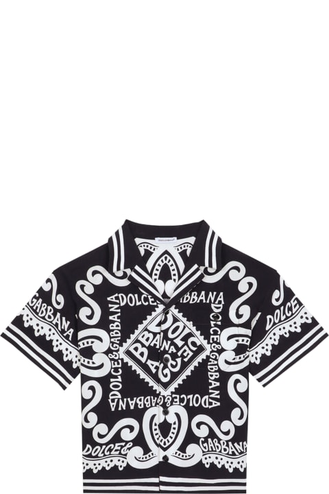 Shirts for Boys Dolce & Gabbana Javanese Shirt With Marine Print