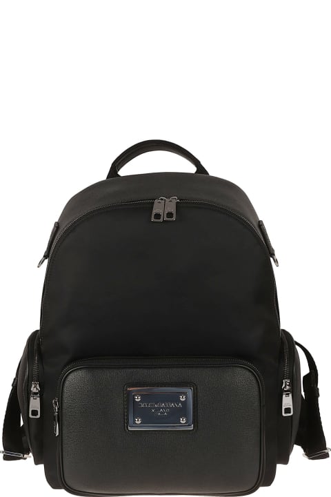 Backpacks for Men Dolce & Gabbana Backpack In Grained Calfskin And Nylon