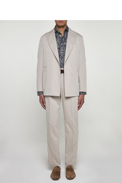 Pants for Men Brunello Cucinelli Cotton And Silk Trousers