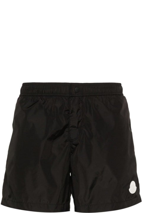 Moncler Pants for Men Moncler Button Detailed Logo Patch Swim Shorts