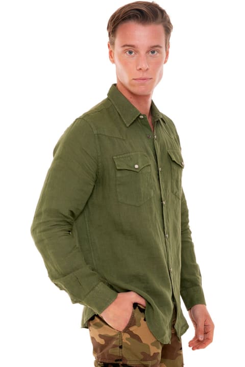 MC2 Saint Barth Shirts for Men MC2 Saint Barth Dark Green Linen Shirt