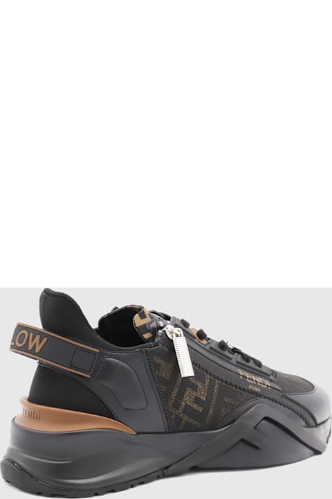 Fendi Shoes for Men Fendi Brown Leather Flow Sneakers