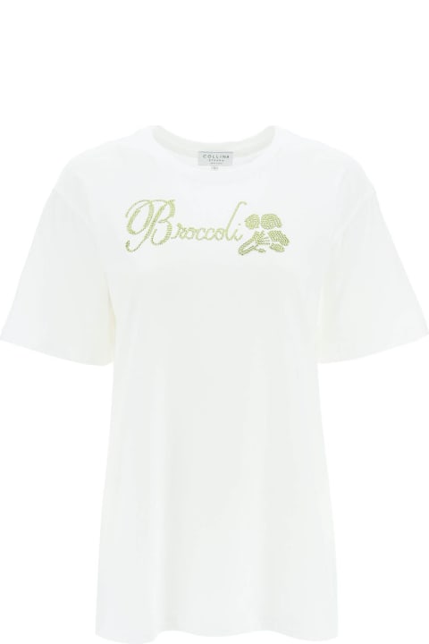 Collina Strada Topwear for Women Collina Strada Organic Cotton T-shirt With Rhinestones