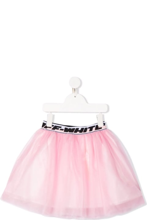 Kids Pink Tulle Skirt With Logo Band
