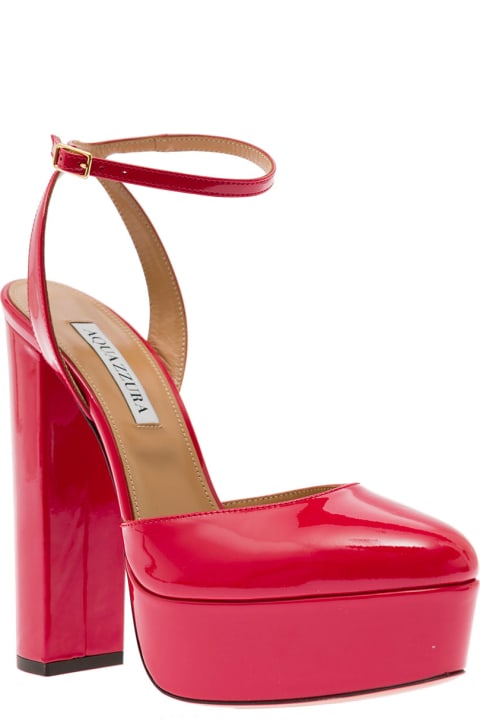 'so High Plateau' Red Platform Sandals In Glossy Patent Leather Woman Aquazzura