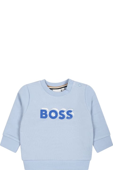 ベビーボーイズ Hugo Bossのニットウェア＆スウェットシャツ Hugo Boss Round Neck Sweatshirts Celeste