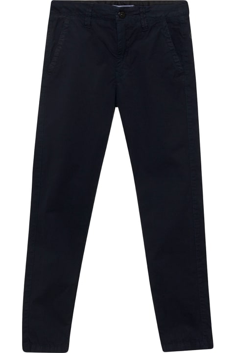 Stone Island Junior for Kids Stone Island Junior Blue Pants With Logo Patch In Stretch Cotton Boy