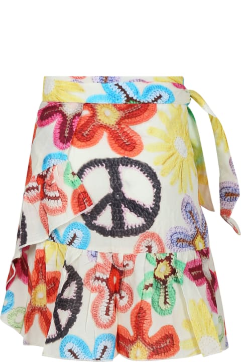 Molo Bottoms for Girls Molo Yellow Swimsuit Cover-up For Girl With Flowers Print