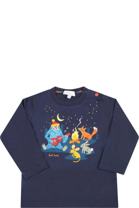 Blue T-shirt For Baby Boy With Animals