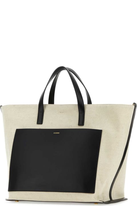 Fashion for Women Jil Sander Two-tone Canvas And Leather Medium Wander Square Handbag