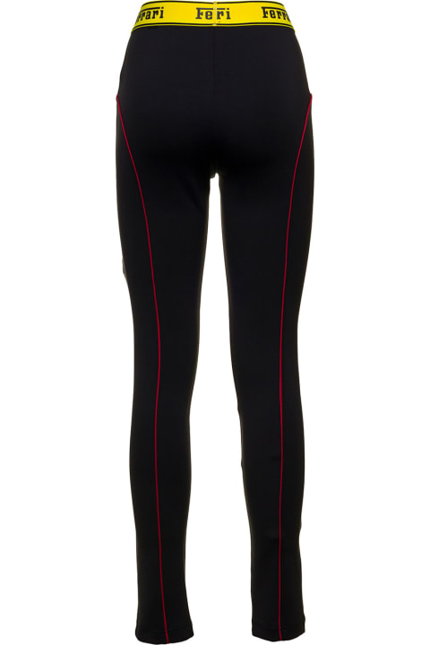 Ferrari Woman's Black Technical Fabric Leggings With Logo