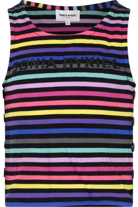 Homeware Rykiel Enfant Black Tank Top For Girl With Logo