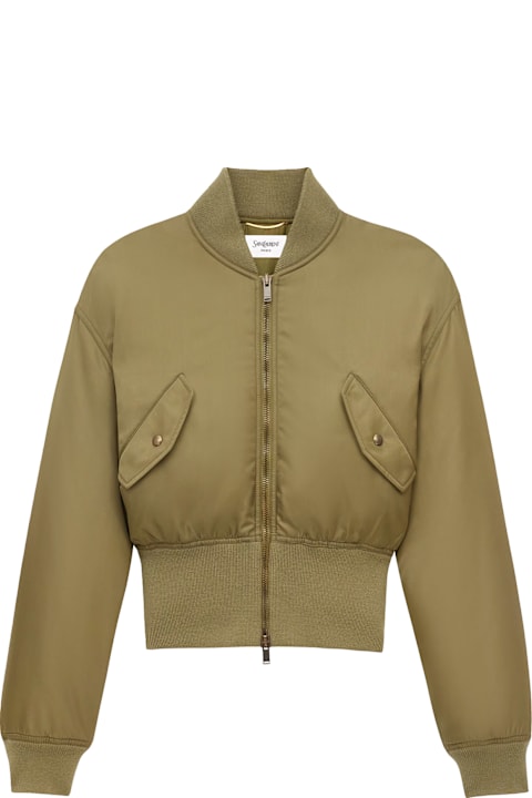 Saint Laurent Coats & Jackets for Women Saint Laurent Cropped Nylon Jacket With Padding