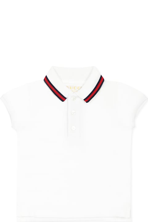 Gucci T-Shirts & Polo Shirts for Baby Girls Gucci White Polo Shirt For Baby Boy With Web Detail