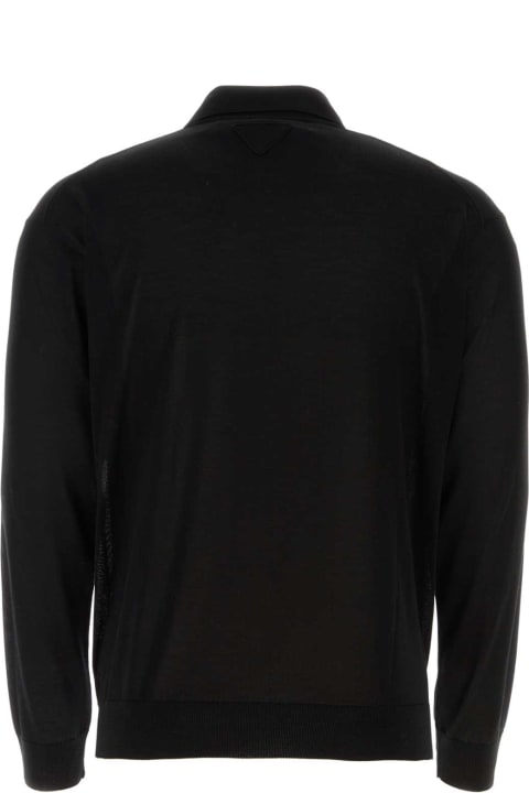 Sweaters for Men Prada Black Silk Cardigan