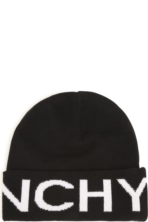 Givenchy Sale for Kids Givenchy Black Beanie With White Maxi Logo