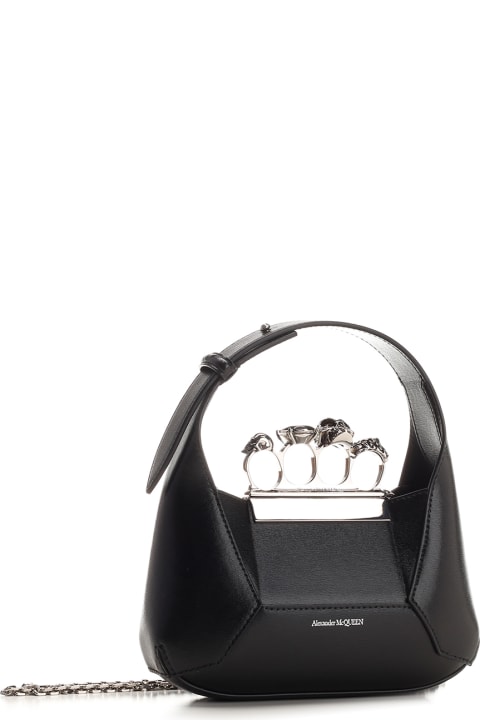 Totes for Women Alexander McQueen Black Mini Jeweled Hobo Bag